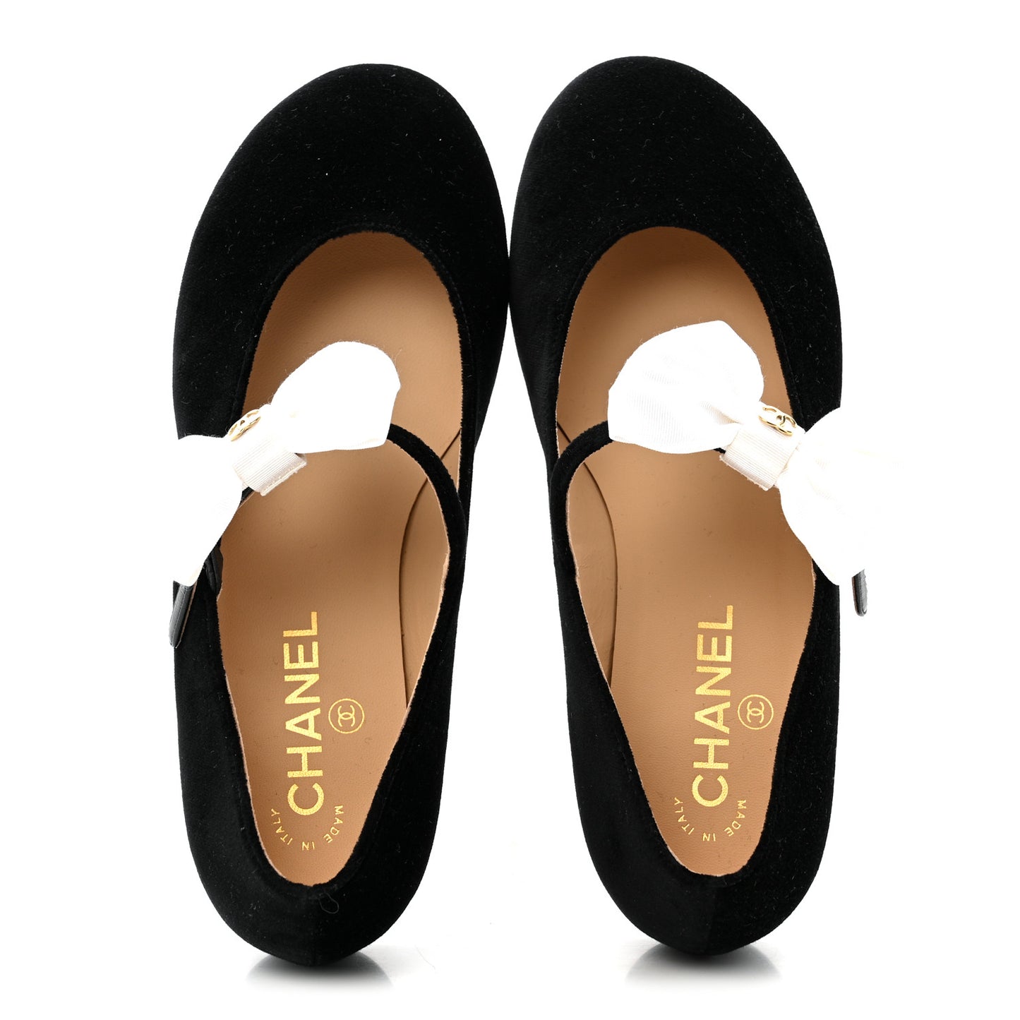 Velvet Grosgrain Bow Mary Jane Flats 38 Black White