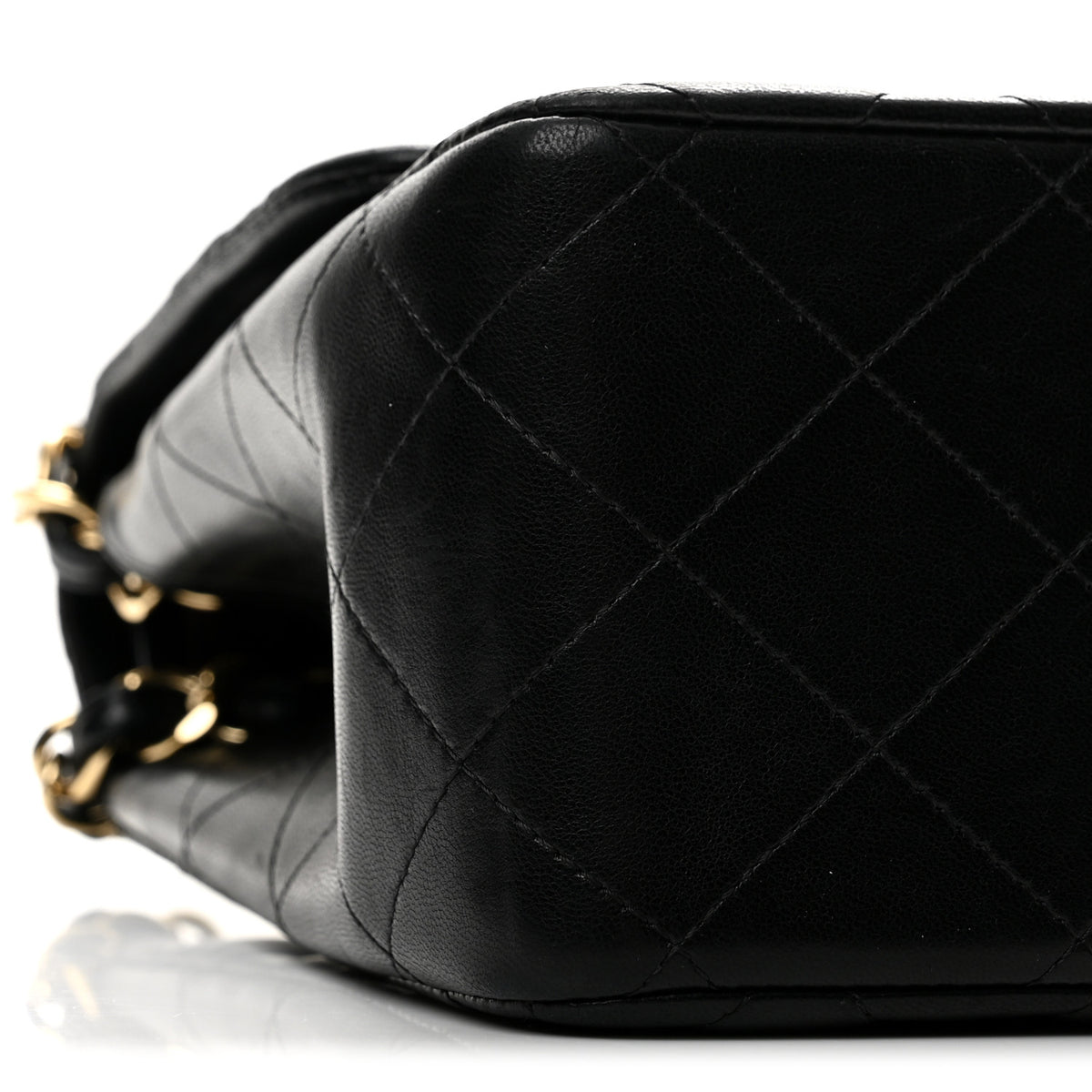 Lambskin Quilted Jumbo Double Flap Black