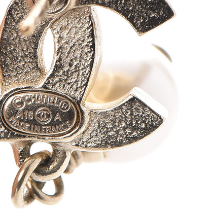 Chanel Crystal Pearl CC Drop Earrings Gold 4 of 5