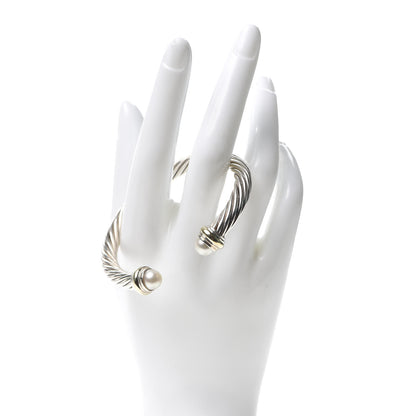 David Yurman Sterling Silver 14K Yellow Gold Pearl 7mm Cable Classics Bracelet 2 of 4