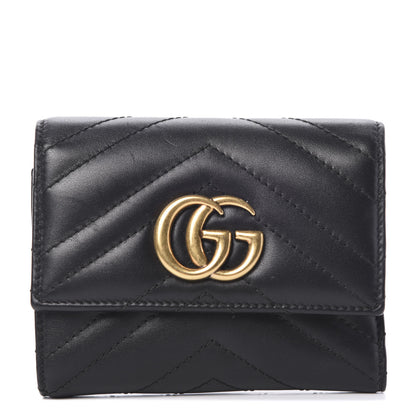 Gucci Calfskin Matelasse GG Marmont Wallet Black 1 of 9
