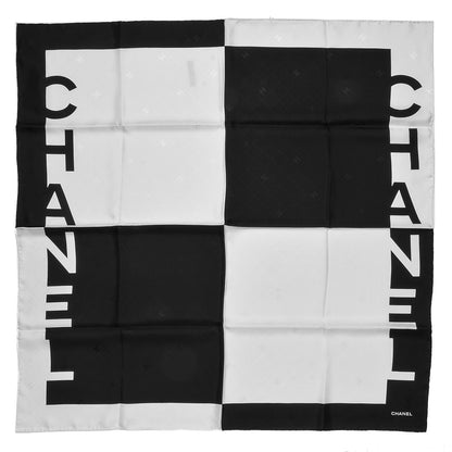 Chanel Silk Square Scarf Black Ecru 1 of 5