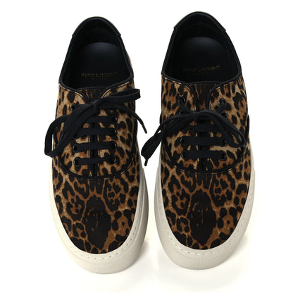 Saint Laurent Canvas Leopard Print Venice Low Top Sneakers 39.5 Black 5 of 10