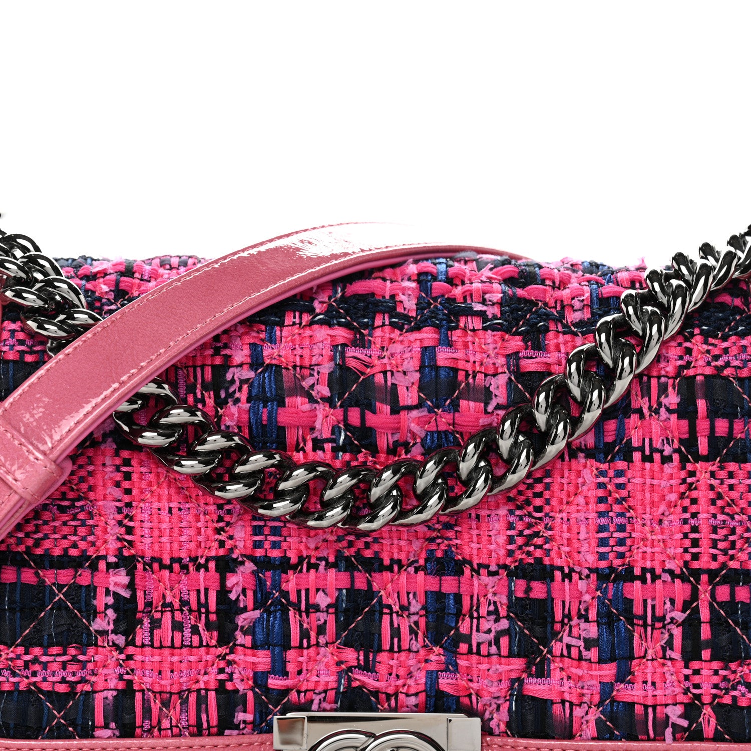Chanel Patent Tweed Medium Boy Flap Fuchsia 8 of 11
