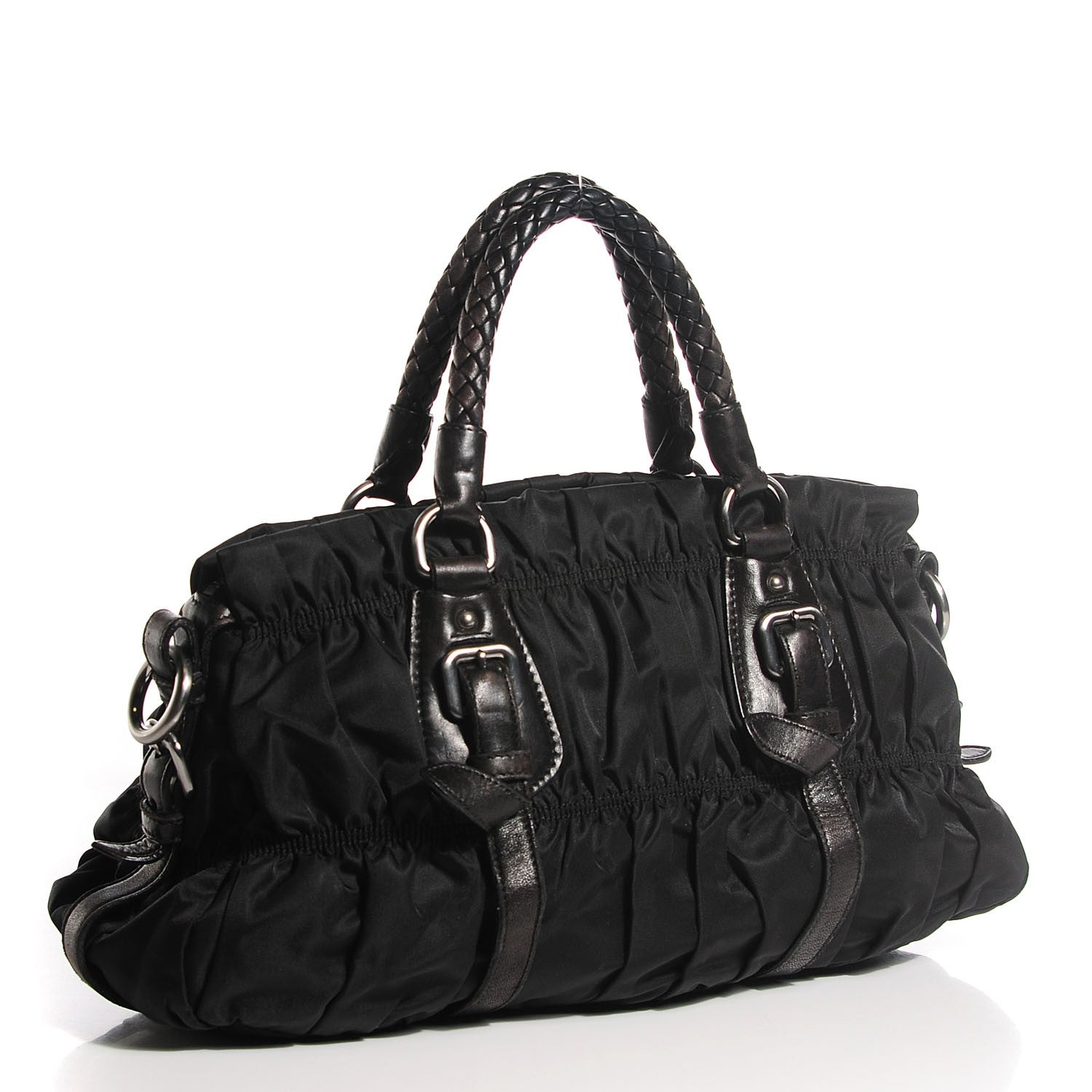 Prada Tessuto Nylon Gaufre Shopping Satchel Black 3 of 9