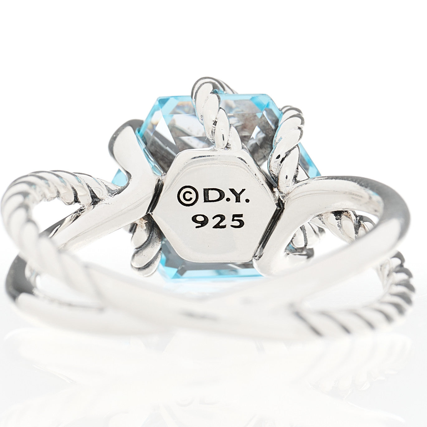 Sterling Silver Diamond Blue Topaz 10mm Cable Wrap Ring 54 7