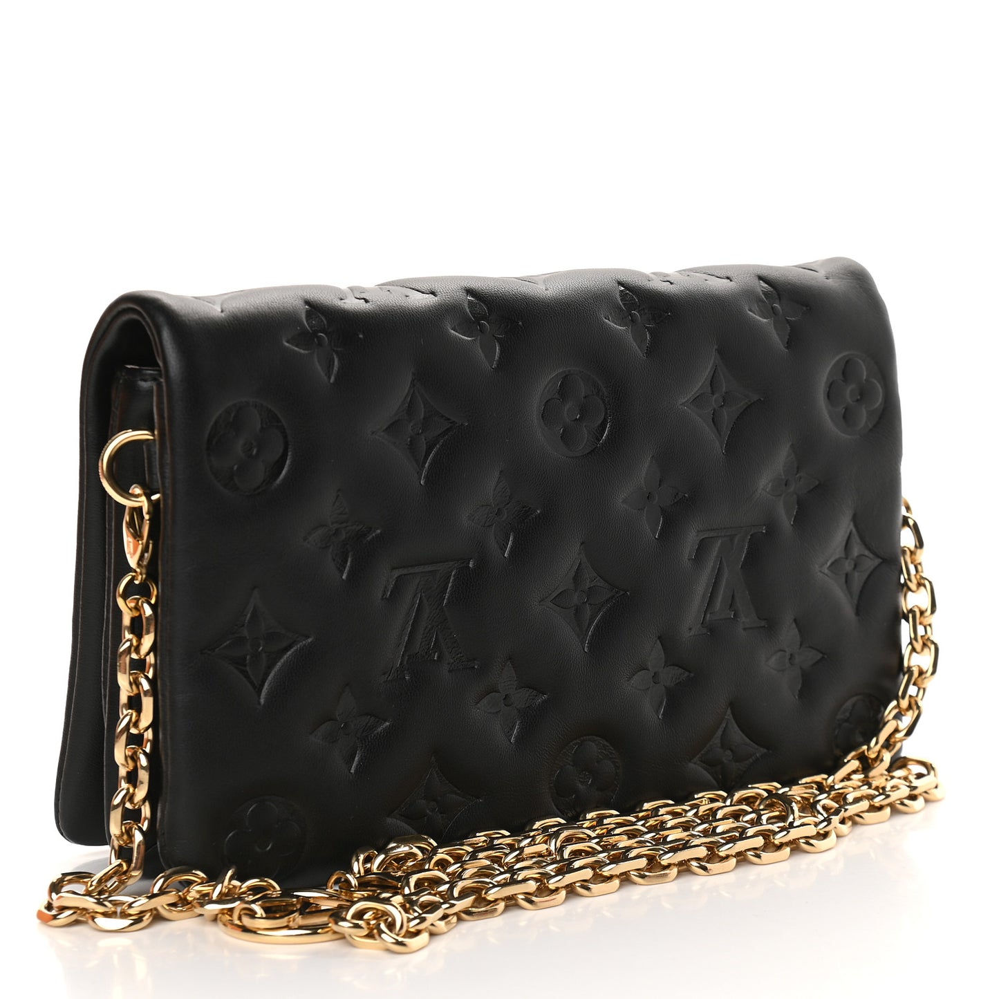 Lambskin Embossed Monogram Pochette Coussin Black