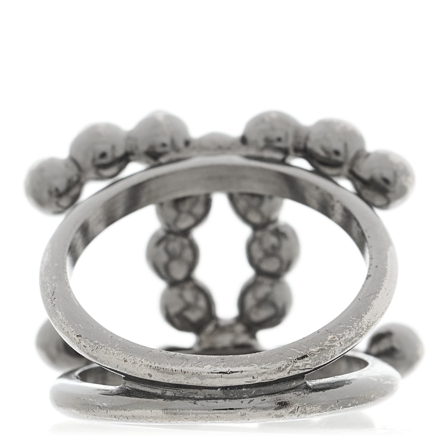 Ruthenium Crystal Pearl CC Ring 54 7 Silver