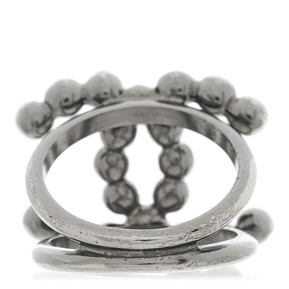 Chanel Ruthenium Crystal Pearl CC Ring 54 7 Silver 3 of 4
