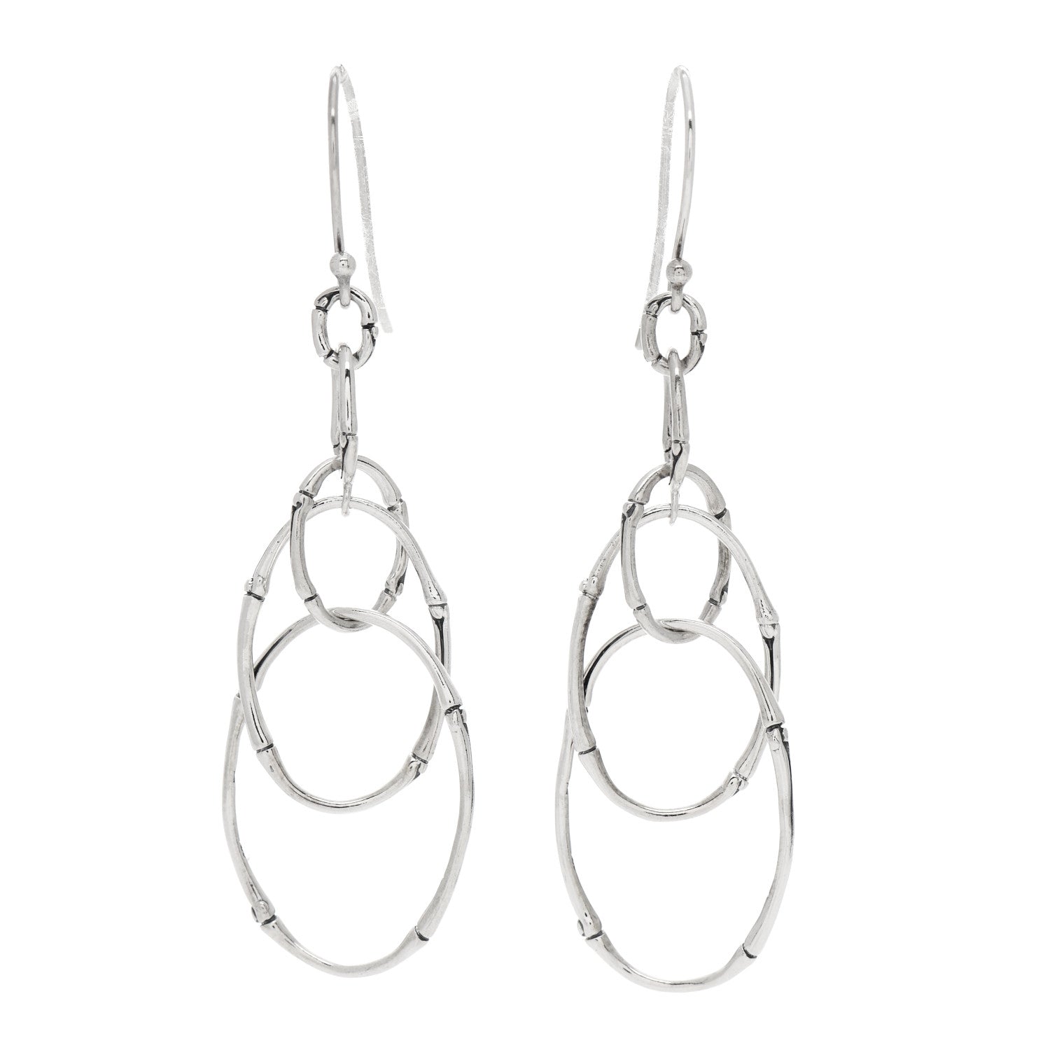 John Hardy Sterling Silver Bamboo Multi Oval Drop Earrings 1 of 5
