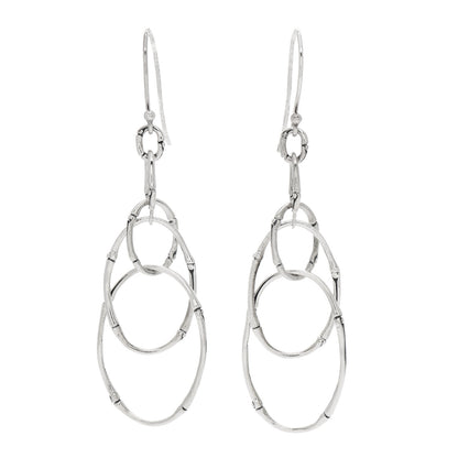 John Hardy Sterling Silver Bamboo Multi Oval Drop Earrings 1 of 5
