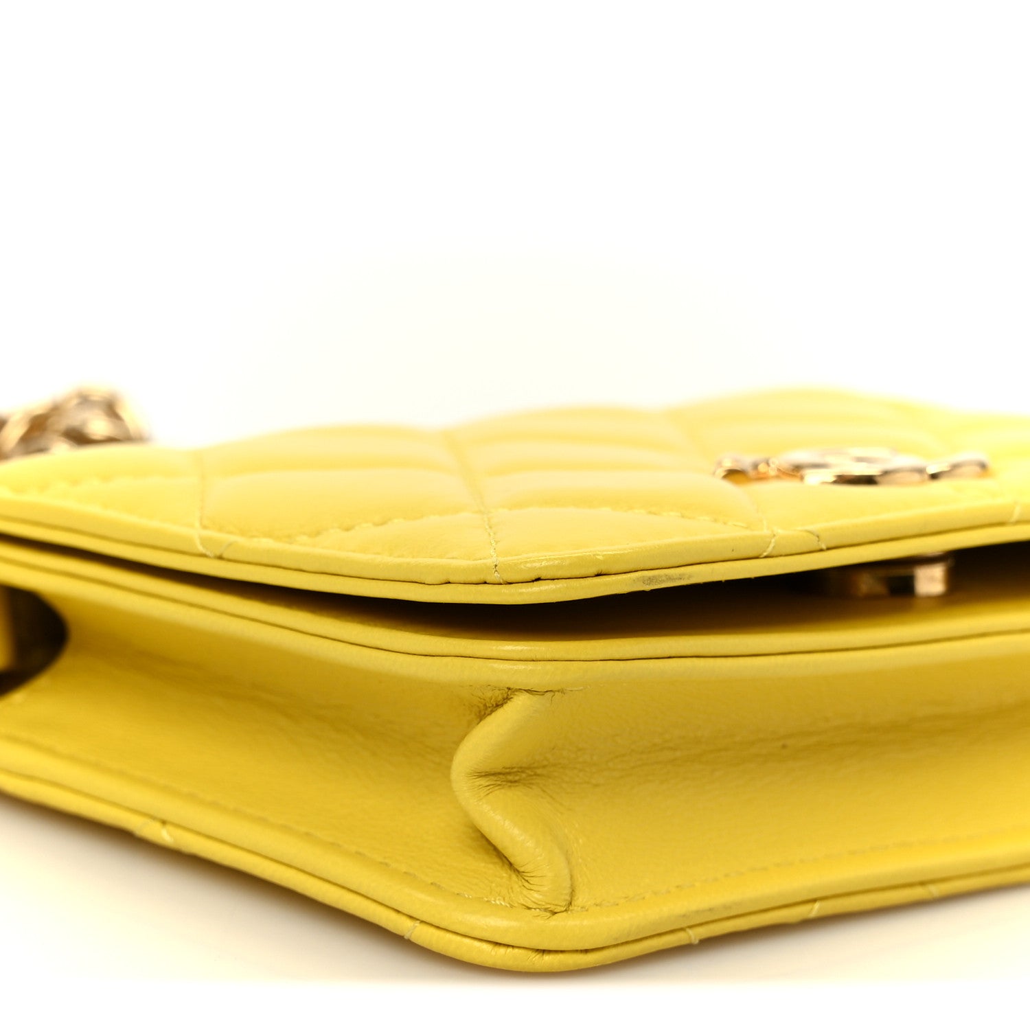 Chanel Lambskin Quilted Enamel Logo Flap Card Holder On Chain