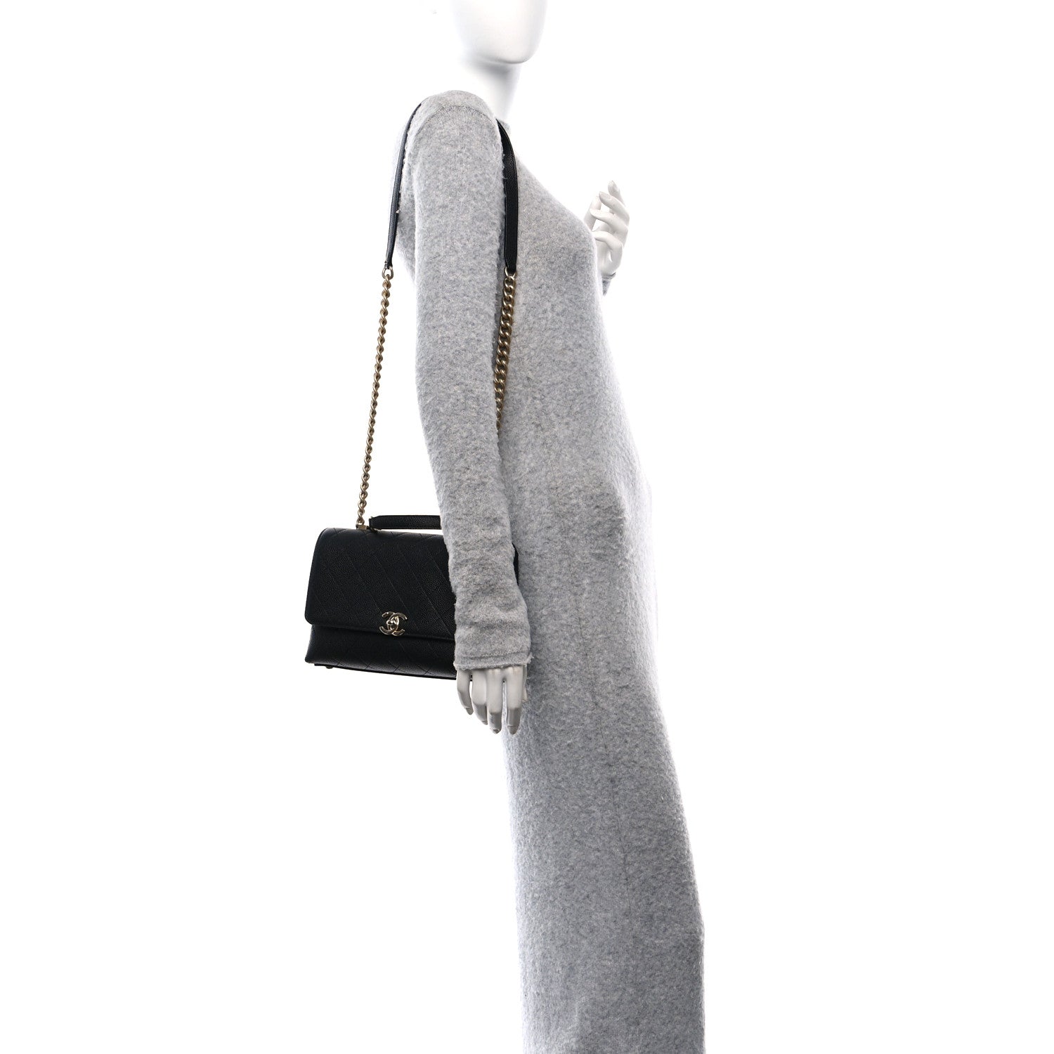 Chanel Grained Calfskin Small Stitched Flap Black 2 of 11