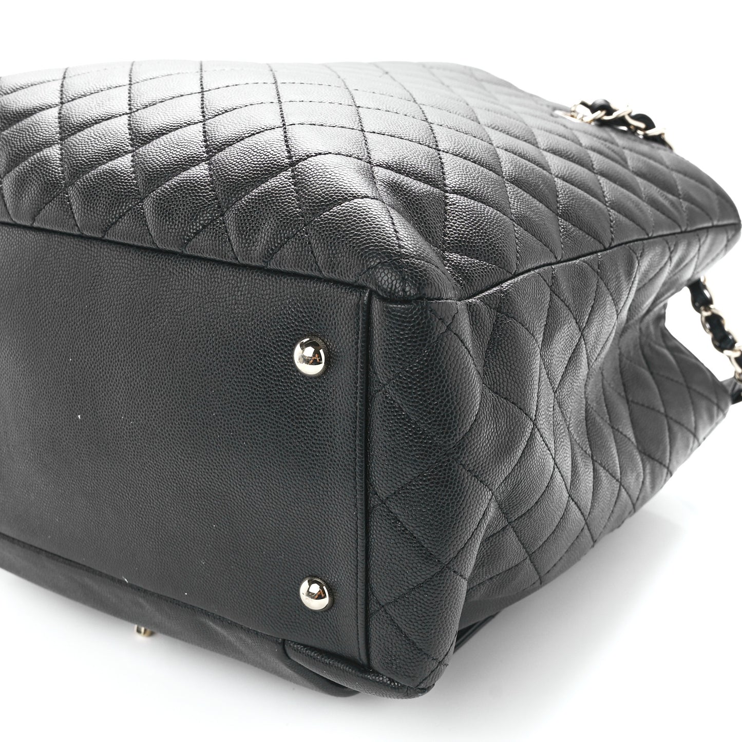 Caviar Quilted Pocket Large Tote Black