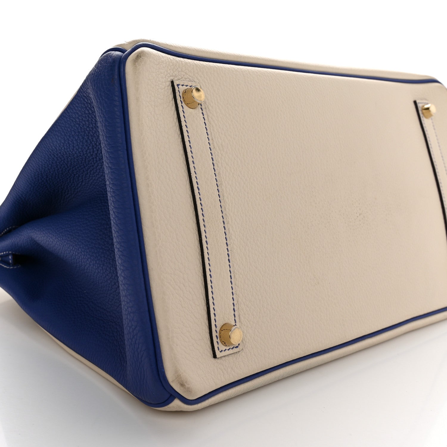 Hermes Togo Horseshoe Birkin 35 Craie Bleu Electric 10 of 20