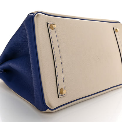 Hermes Togo Horseshoe Birkin 35 Craie Bleu Electric 10 of 20