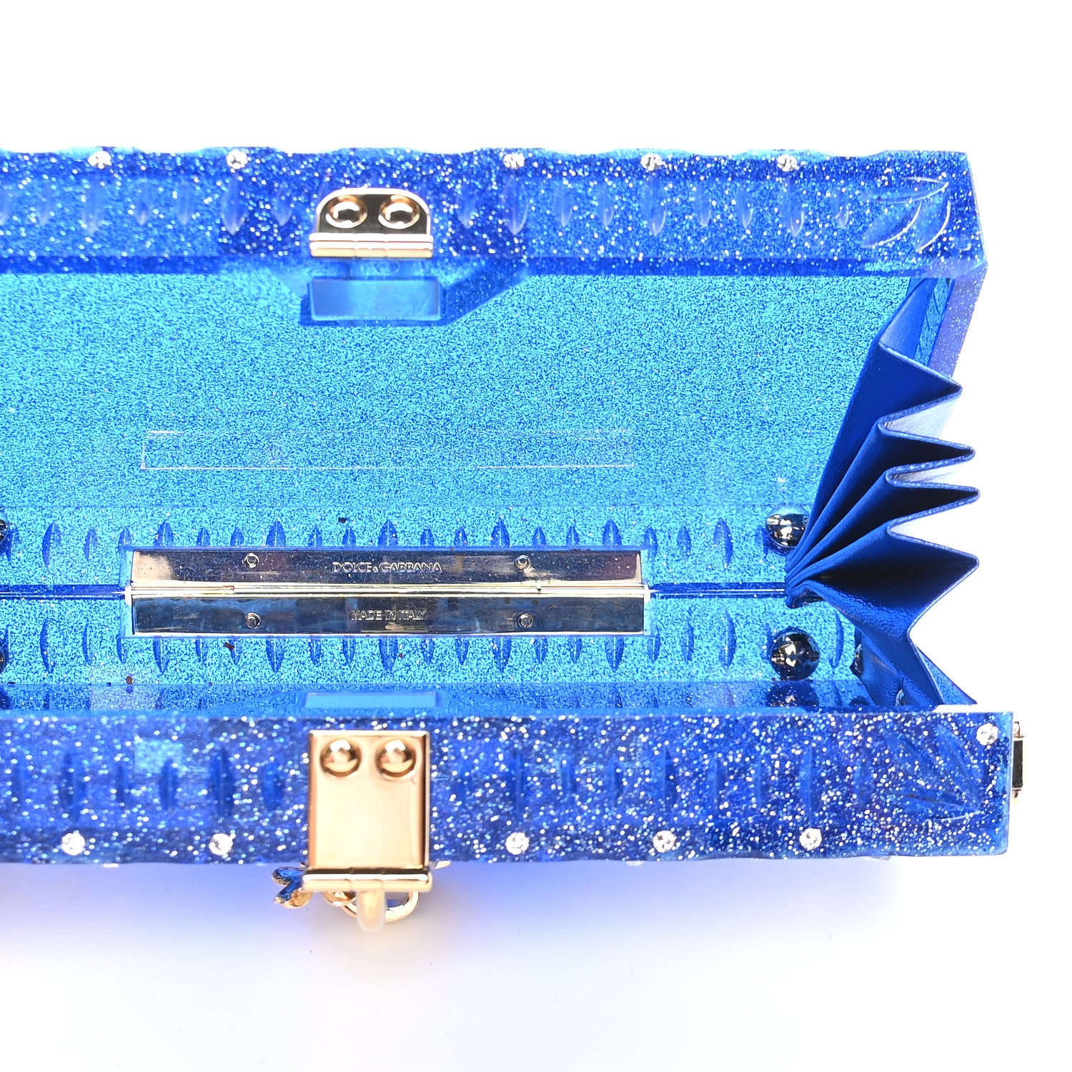 Dolce & Gabbana Crystal Embellished Plexiglass Dolce Box Clutch Blue 5 of 8