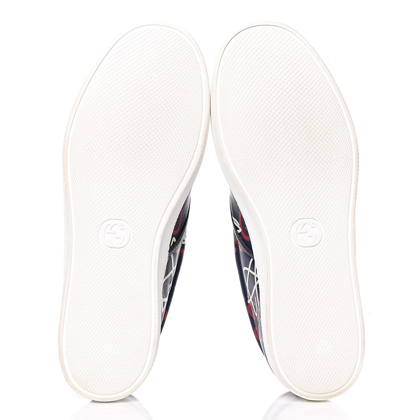 Calfskin GucciGhost Print Mens Dublin Slip On Sneakers 9.5 Blue Agata Hibiscus Red