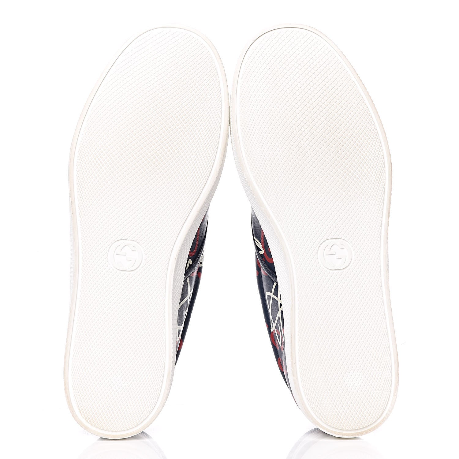 Gucci Calfskin GucciGhost Print Mens Dublin Slip On Sneakers 9.5 Blue Agata Hibiscus Red 5 of 8