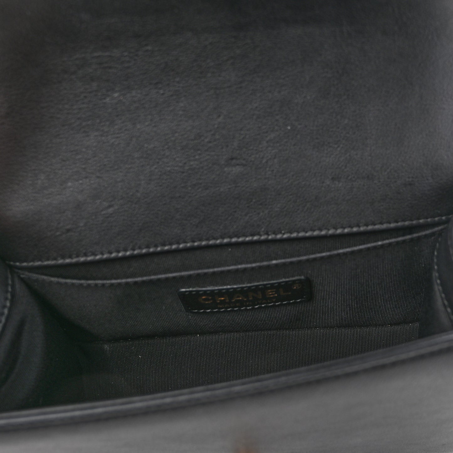 Calfskin Quilted Small Boy Flap Black