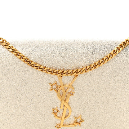 Saint Laurent Metallic Calfskin  Star Studded Monogram Wallet on Chain Pale Gold 8 of 13