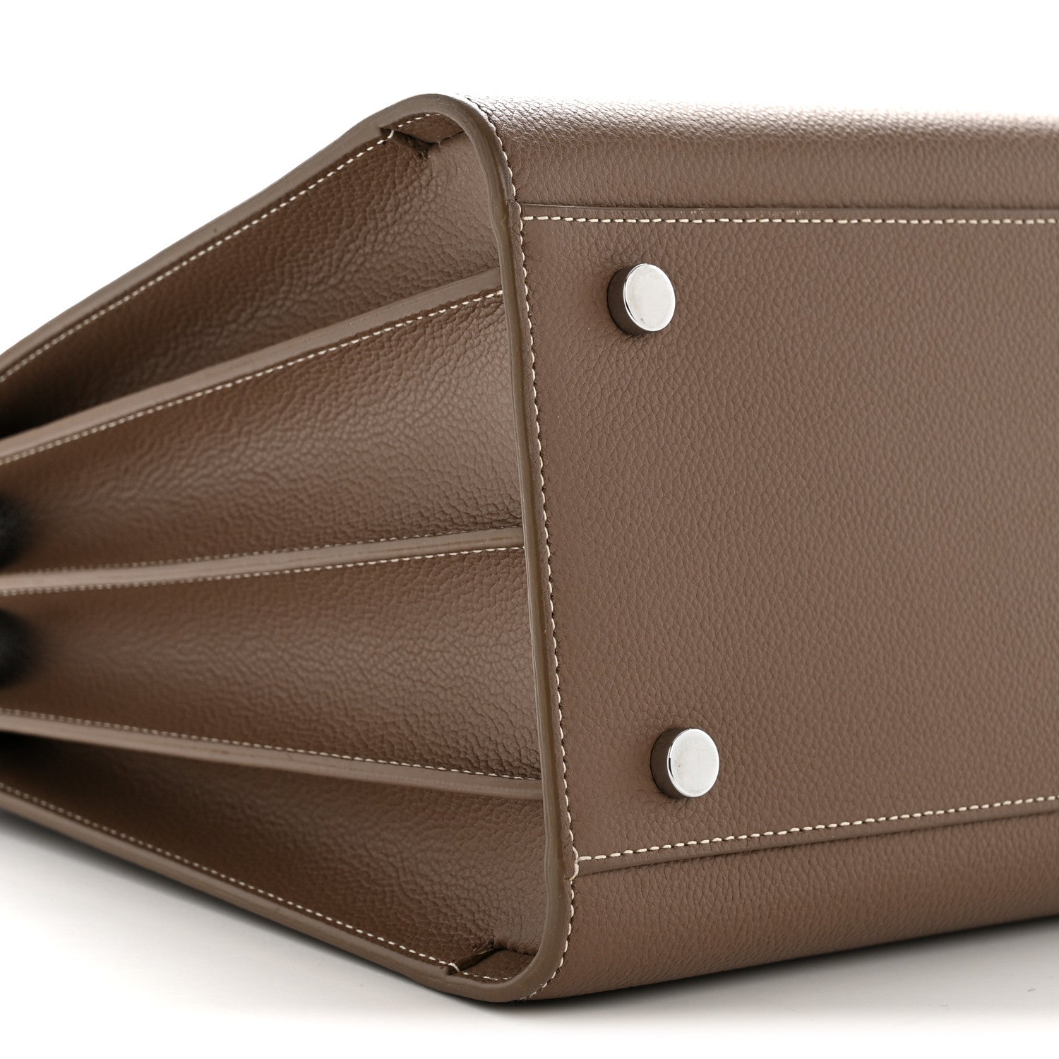 Saint Laurent Grained Calfskin Topstitch Small Classic Sac De Jour Taupe 9 of 13