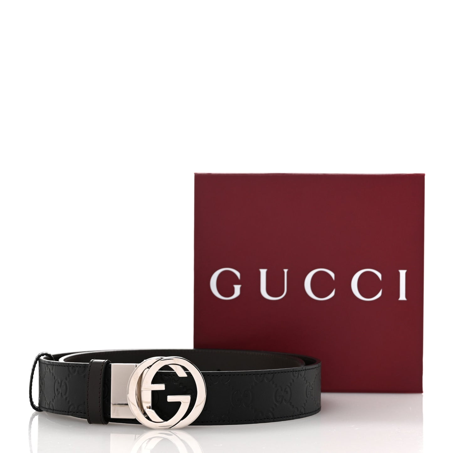 Guccissima Signature Interlocking G Reversible 37mm Belt 95 38 Black Cocoa