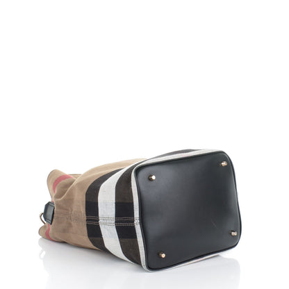 Burberry Canvas Mega Check Medium Susanna Hobo Black 4 of 9