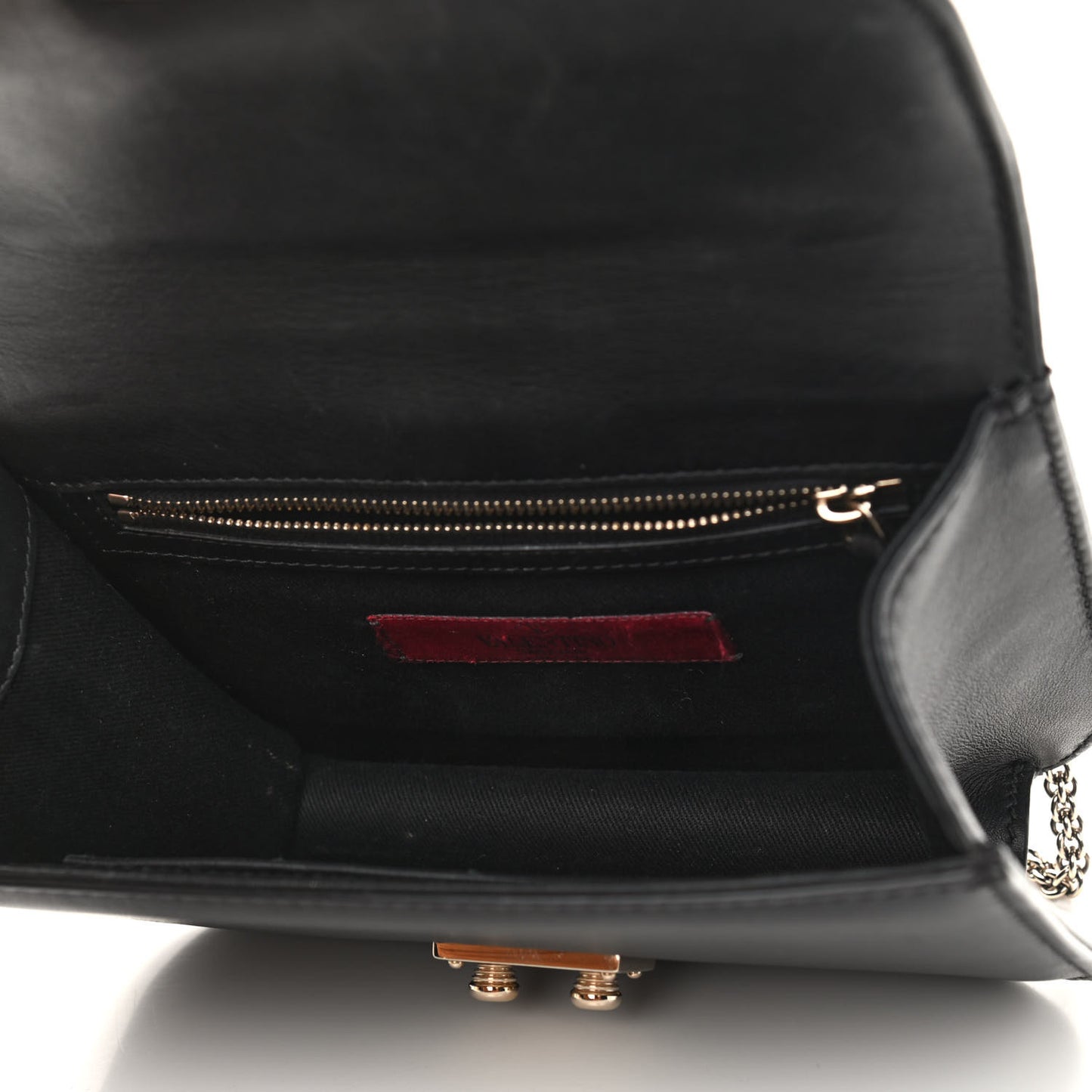 Vitello Small Glam Lock Rockstud Flap Black