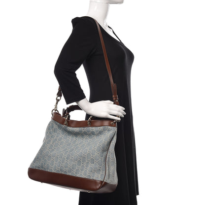 Gucci Denim Monogram Medium Valentine Top Handle Bag 2 of 10