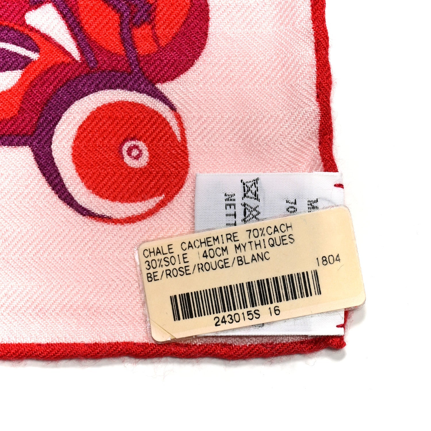 Hermes Cashmere Silk Mythiques Phoenix Coloriage Shawl 140 Rose Rouge White 2 of 4