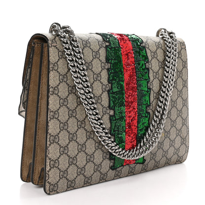 Gucci GG Supreme Monogram Lightning Embroidered Medium Dionysus Shoulder Bag Beige 3 of 12