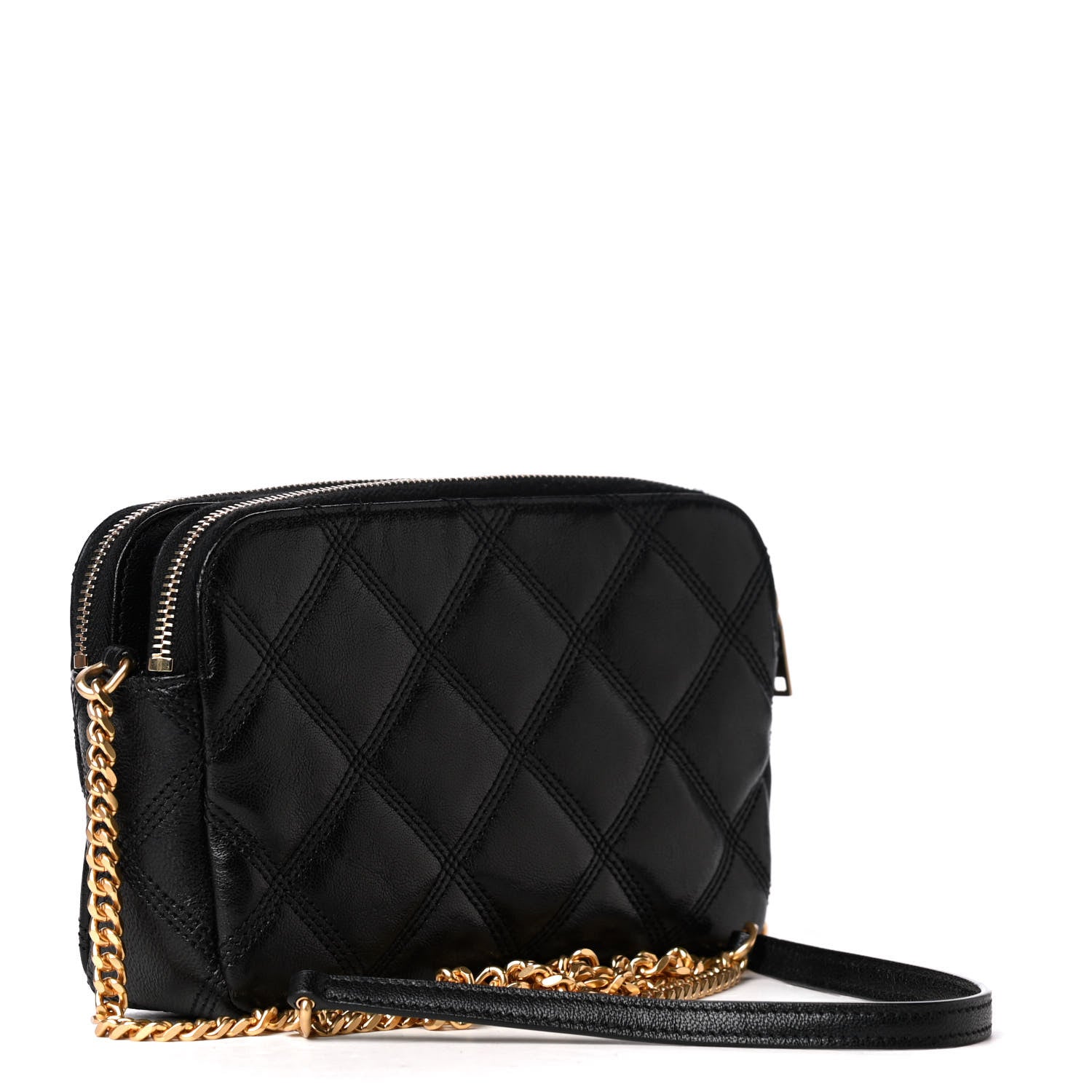 Saint Laurent Grained Lambskin Quilted Mini Becky Double Zip Bag Black 2 of 4