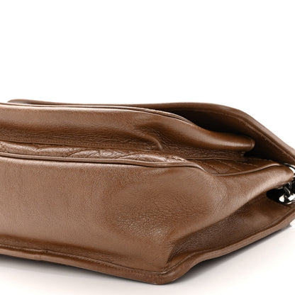 Saint Laurent Crinkled Calfskin Matelasse Monogram Medium Niki Chain Satchel Tan Brown 9 of 10