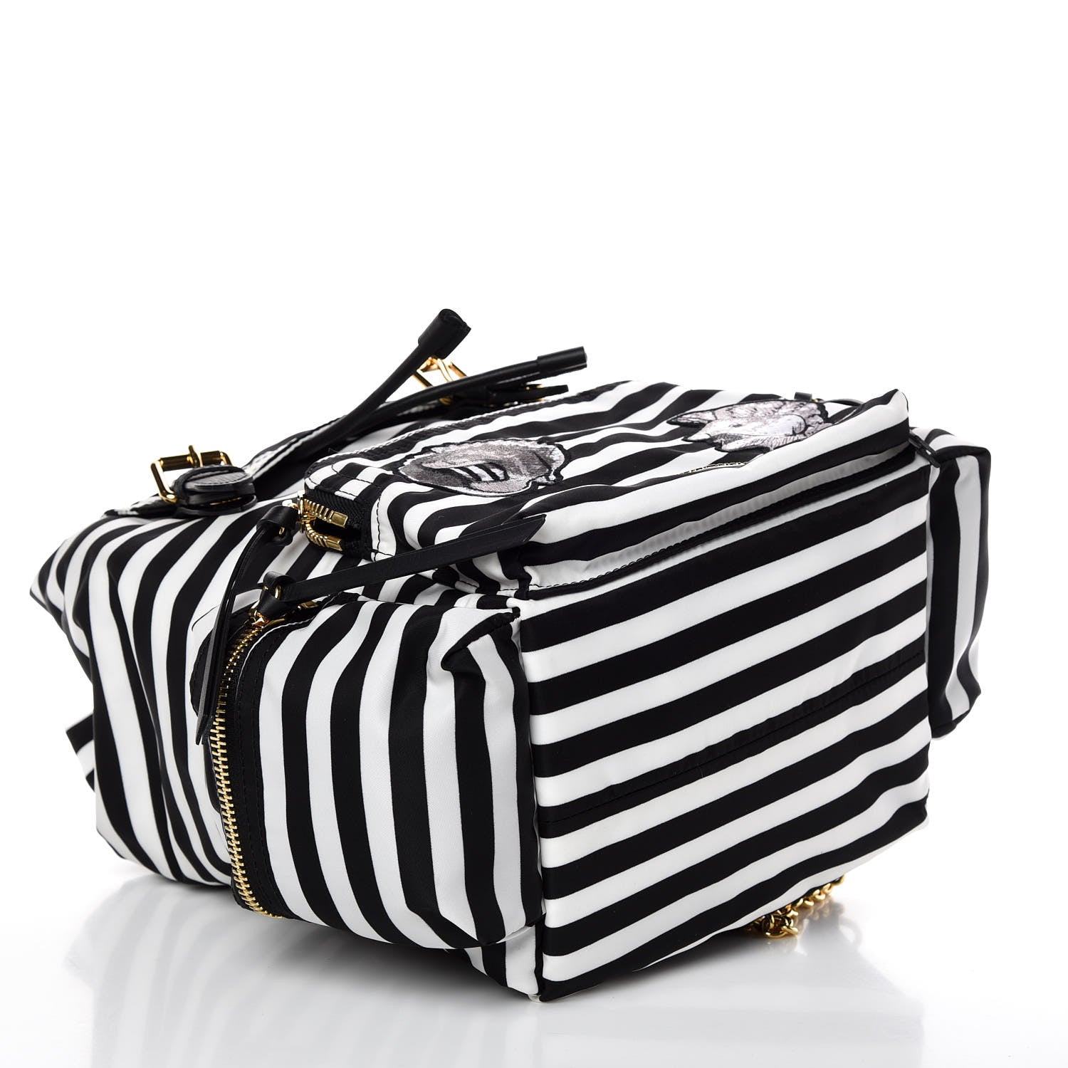 Burberry Nylon Striped Medium Rucksack Backpack Black White 4 of 8
