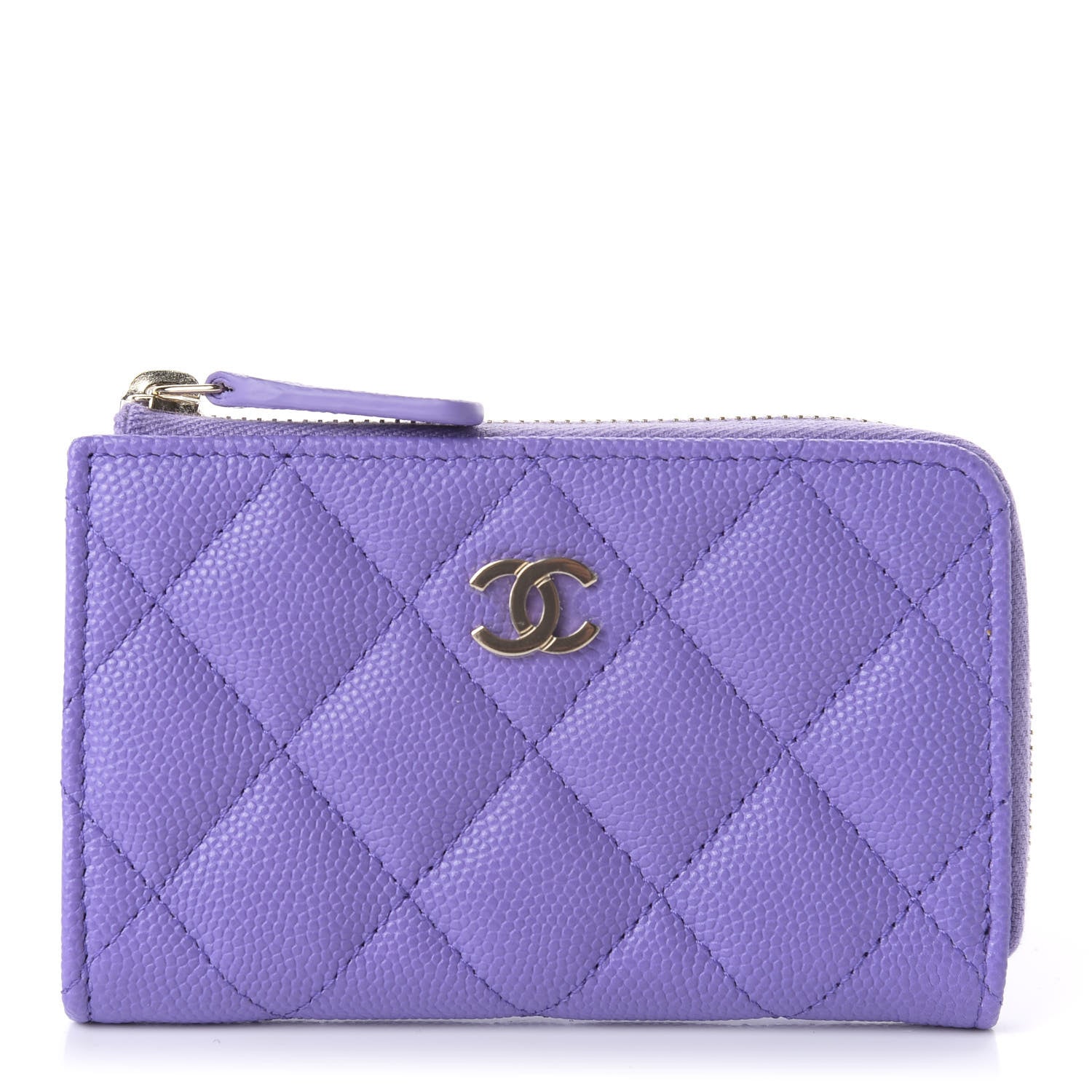 Chanel Caviar Quilted Zipped Key Holder Case Purple 3 of 8