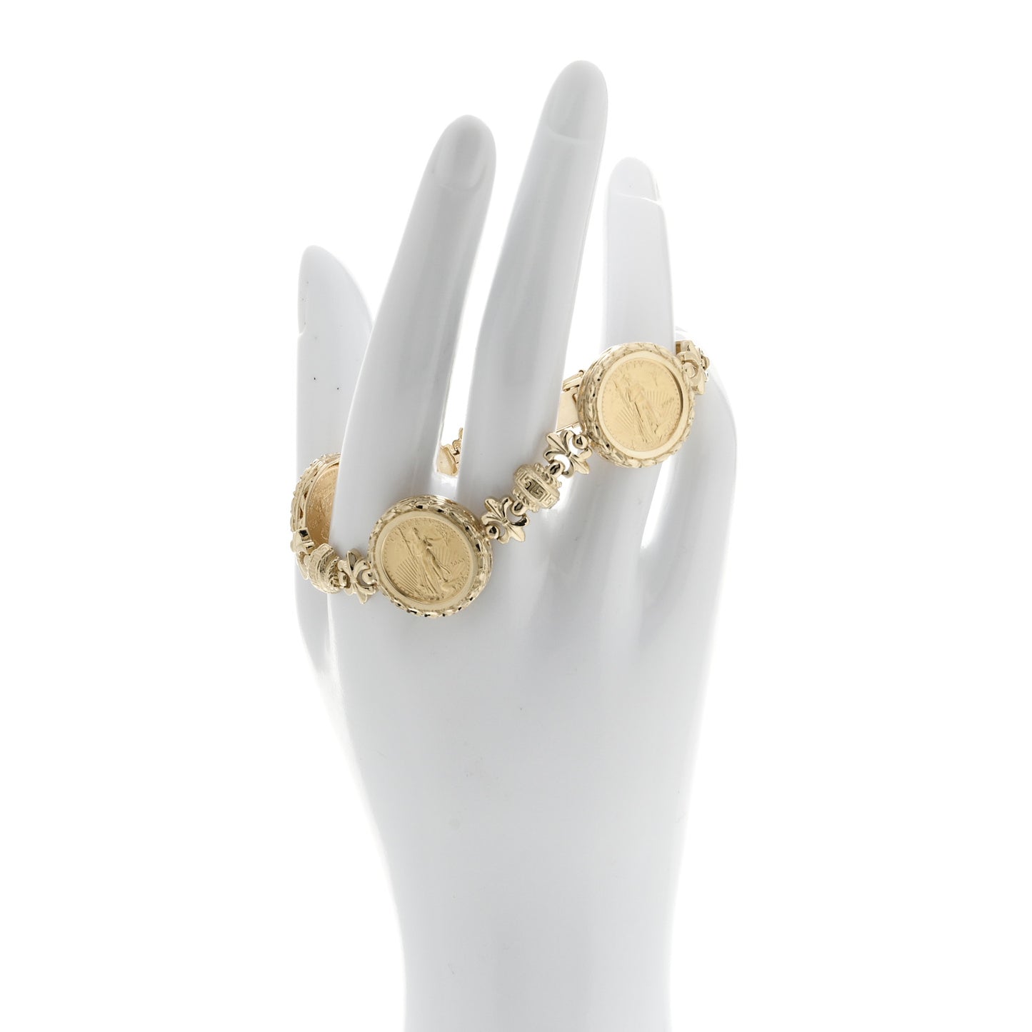 14K 22K Yellow Gold Coin Station Bracelet