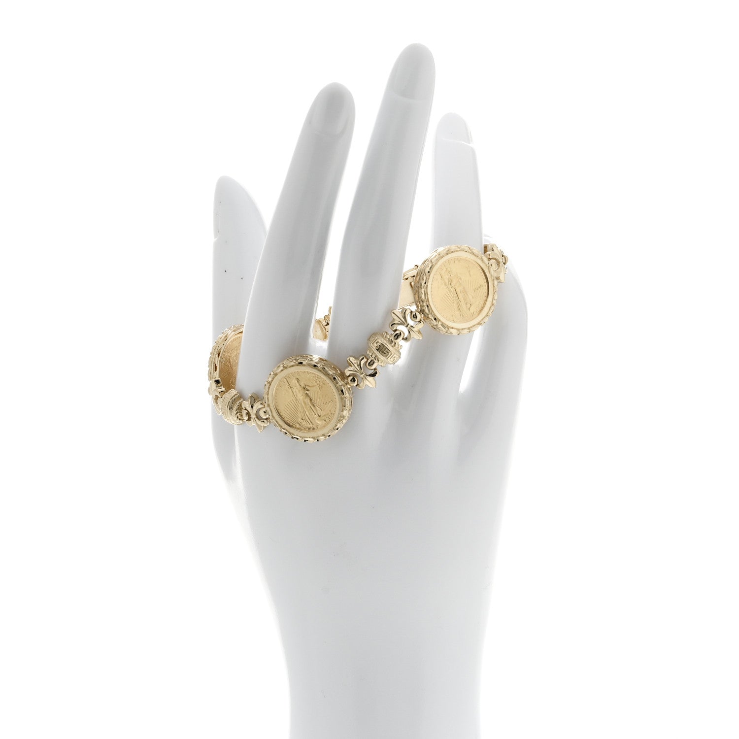 Parker & West by FASHIONPHILE 14K 22K Yellow Gold Coin Station Bracelet 2 of 6