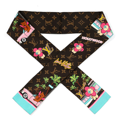 Louis Vuitton Silk Monogram 2021 Hollywood Christmas Animation Bandeau Marron 1 of 3
