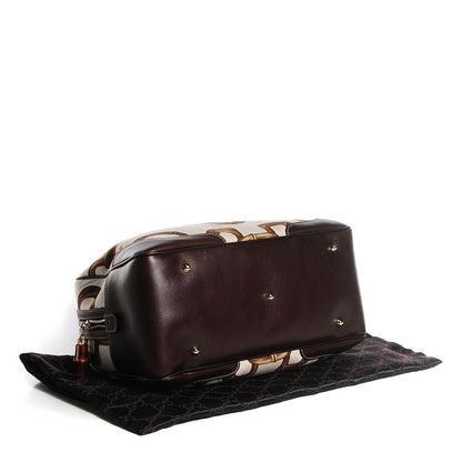 Gucci Canvas Bamboo Horsebit Print Boston Brown 4 of 7