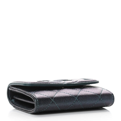 Chanel Iridescent Caviar Quilted Filigree Flap Card Holder Dark Turquoise 8 of 14