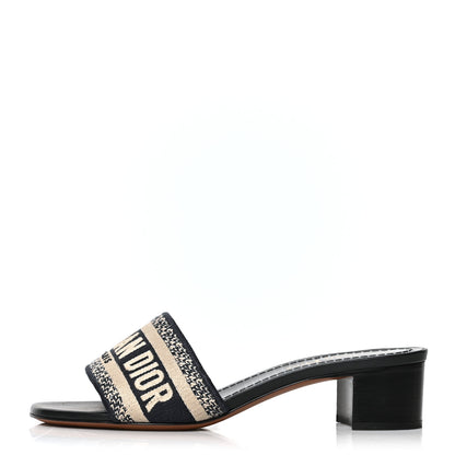 Christian Dior Cotton Embroidered Dway 50mm Slide Sandals 37 Deep Blue 1 of 8