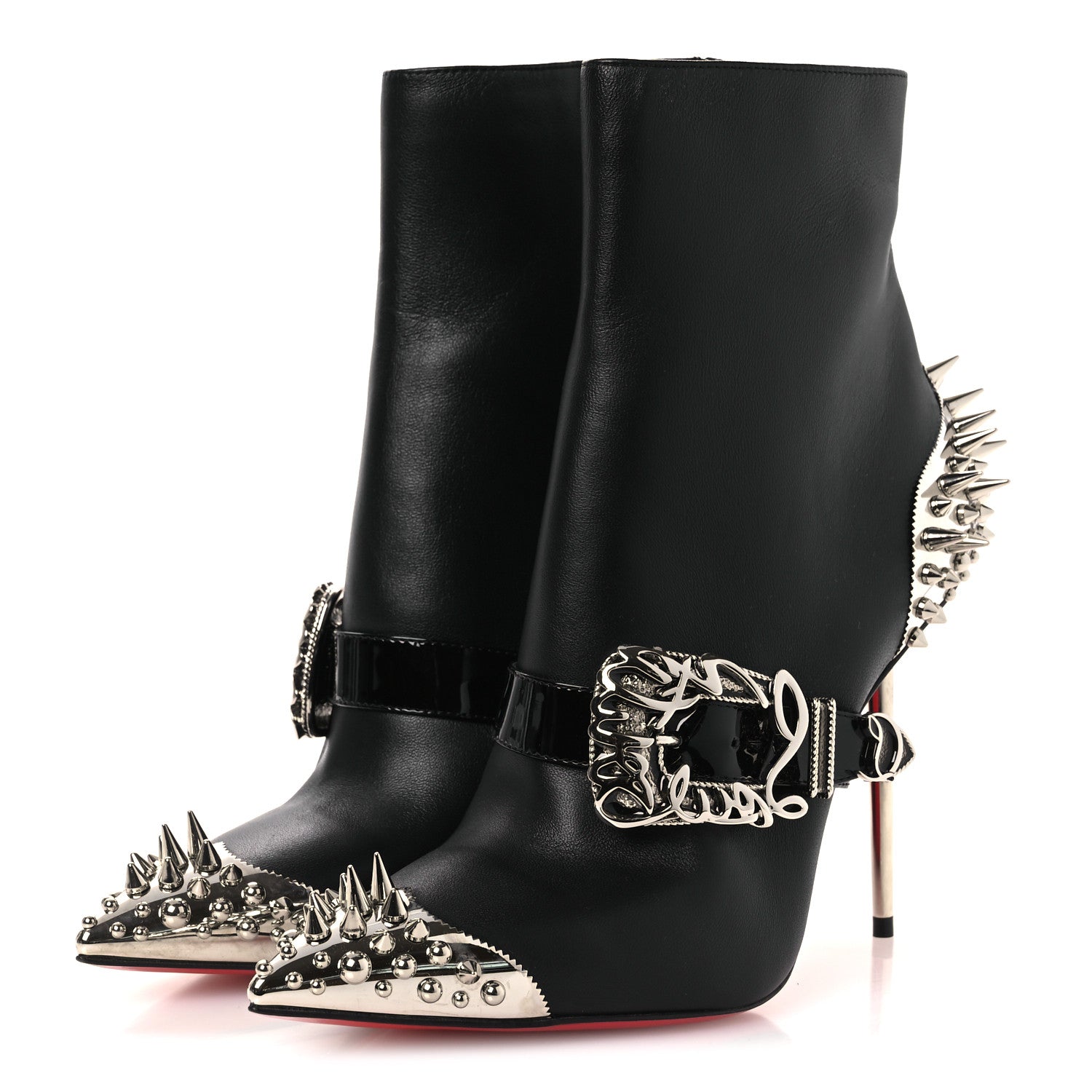 Christian Louboutin Calfskin Spiked Womenphis Pic Booty 100 Ankle