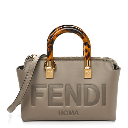 Fendi Vitello King Plexiglass Logo Embossed Mini By The Way Top Handle Boston Bag Tortora 1 of 9