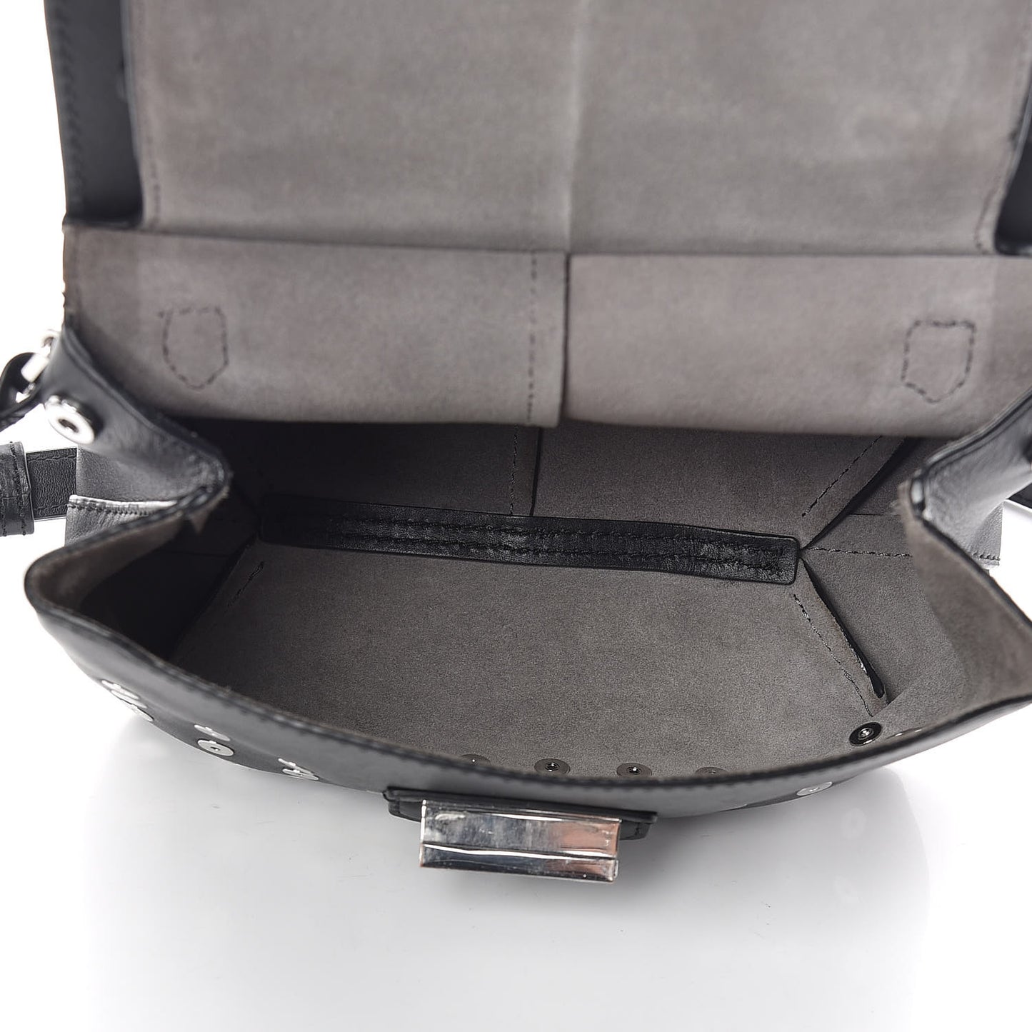 Lambskin Small Eyelets Marion Tote Black Silver Hardware