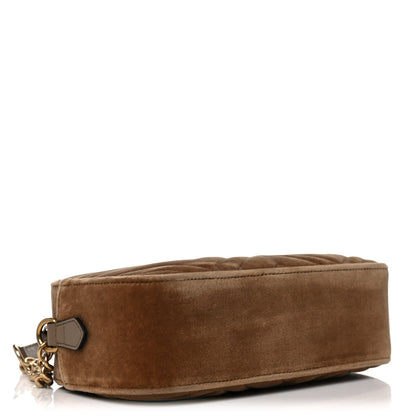 Gucci Velvet Matelasse Small GG Marmont Chain Shoulder Bag Taupe 4 of 12
