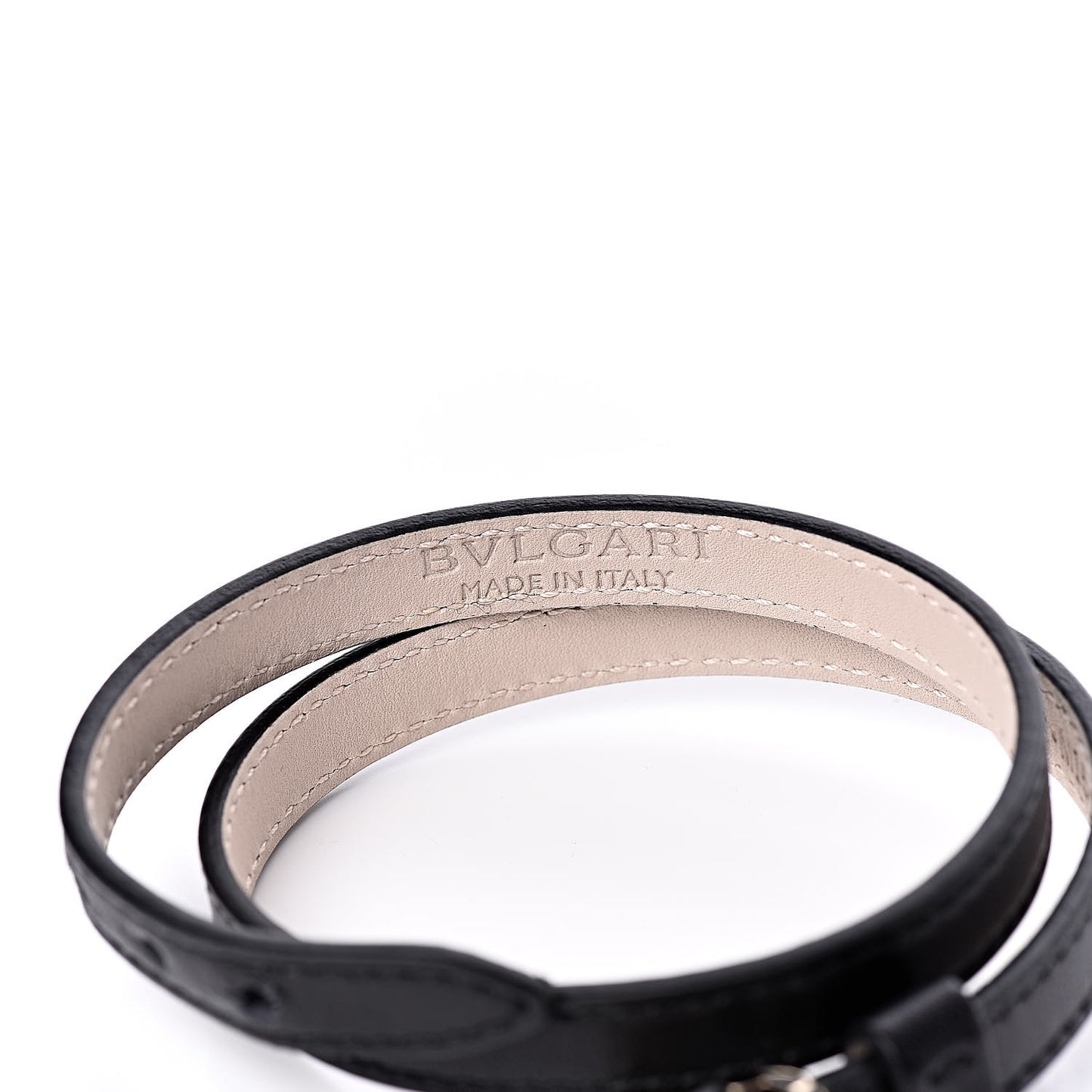Calfskin Serpenti Forever Double Coil Bracelet Black