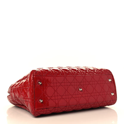 Christian Dior Patent Cannage Large Dior Soft Shopping Tote Red 4 of 6