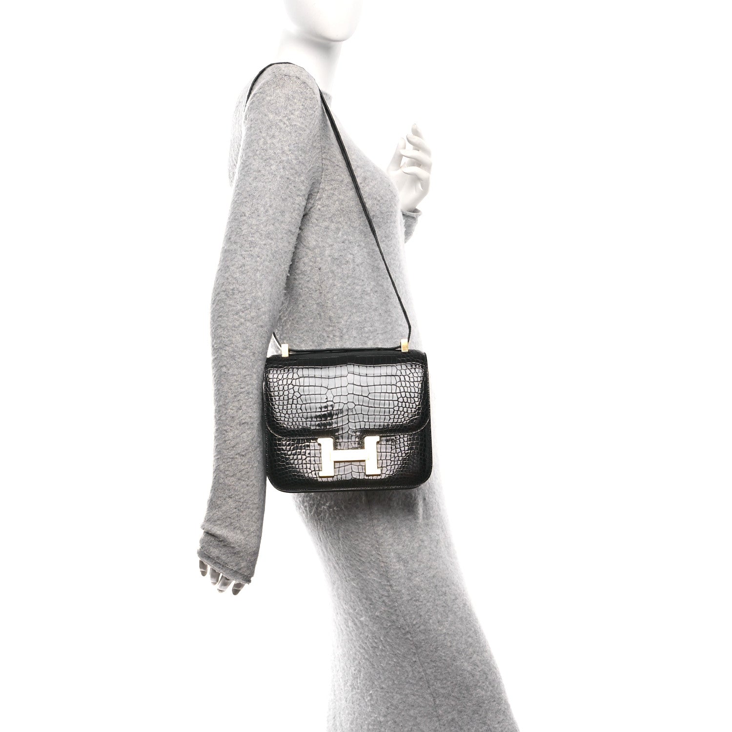Hermes Shiny Porosus Crocodile Constance 24 Black 2 of 13