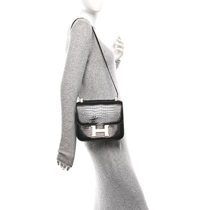 Hermes Shiny Porosus Crocodile Constance 24 Black 2 of 13